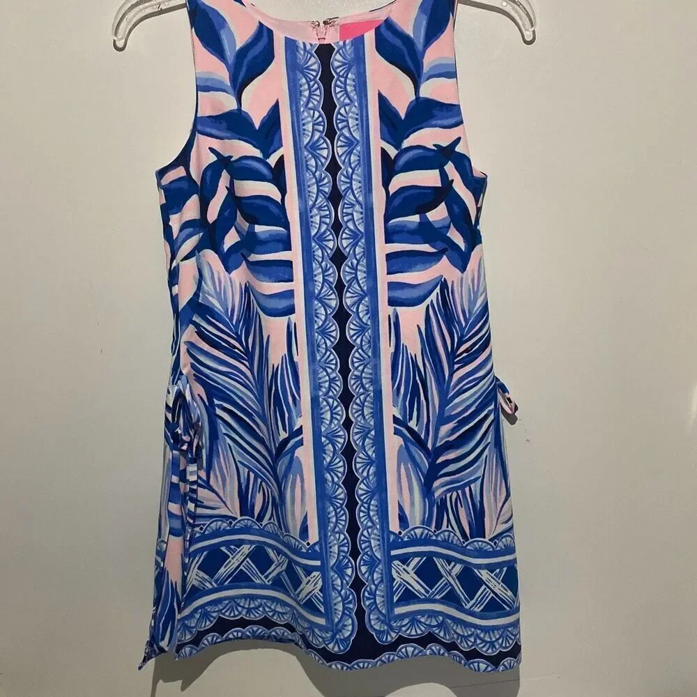 Lilly Pulitzer Women's Blue Pink Donna Heat Wave Tropics Sleeveless Dress‎ Sz 00